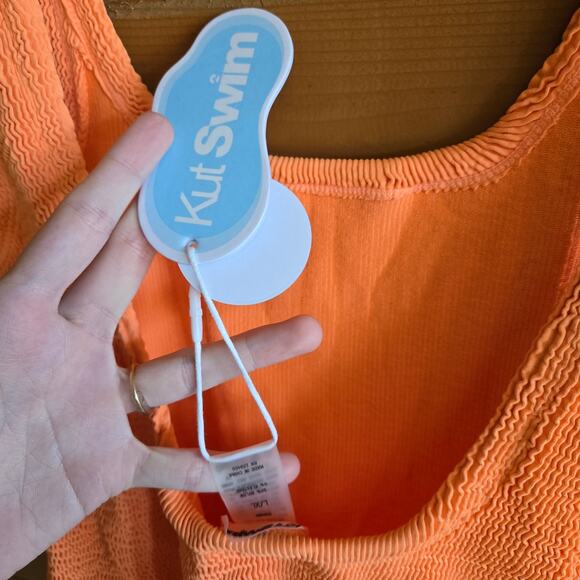 Kut & So Ribbed One Piece Swimsuit Tummy Control Scoop Back NWT L/XL High Cut - Picture 4 of 6